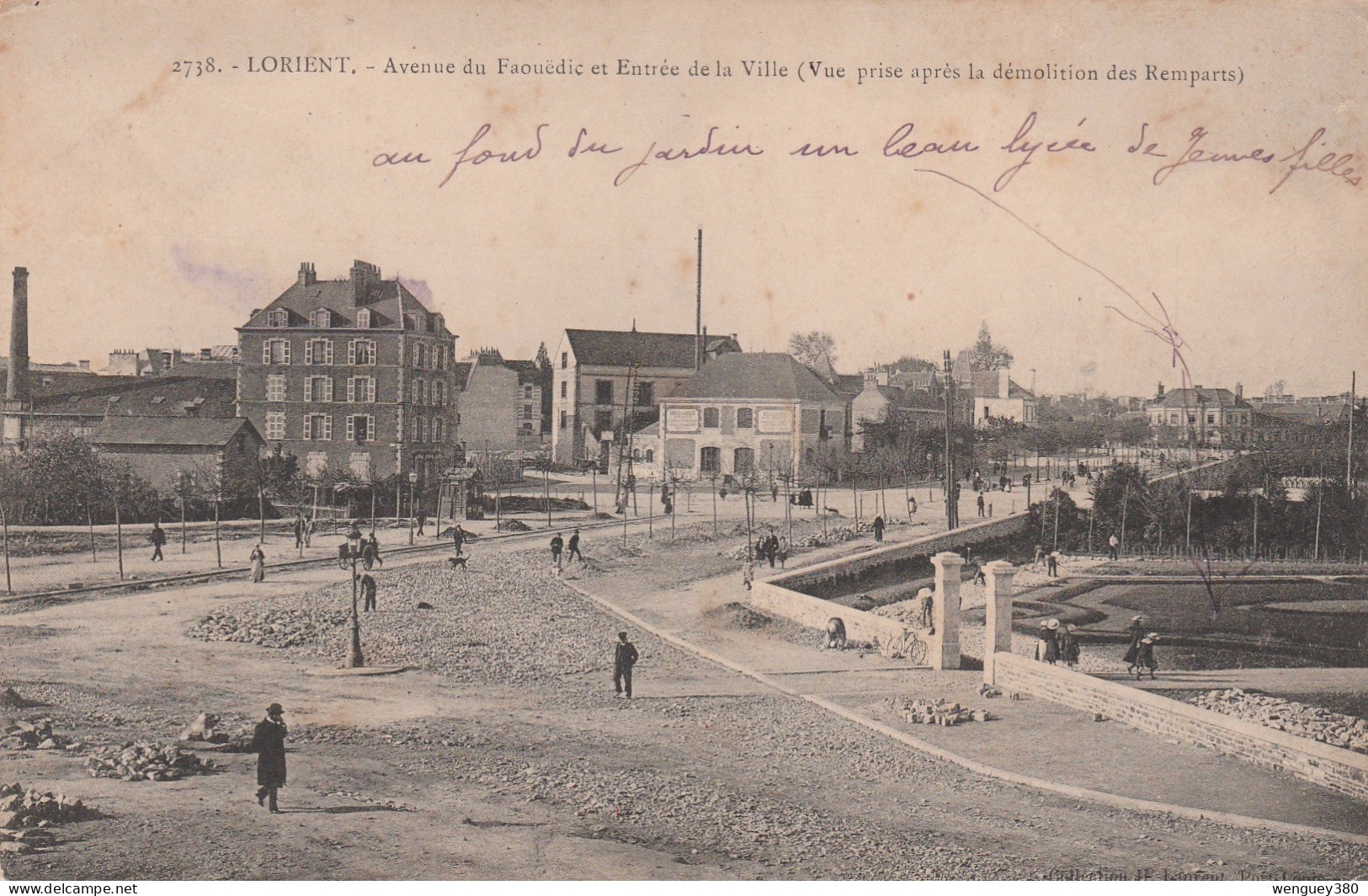 56 LORIENT  Avenue Du Faouedic  Et Entrée De La Ville (vue Après Destruction Des Remparts) TB PLAN  RARE VOIR DESCRIPTIO - Lorient