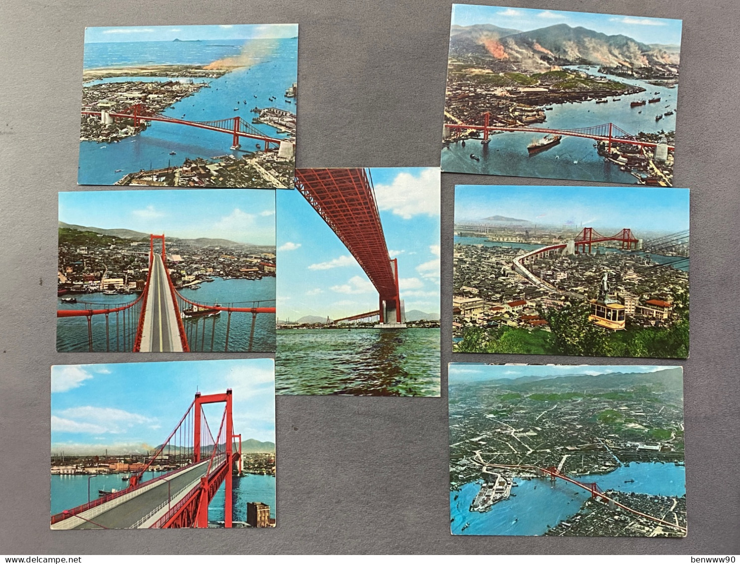 Lot Of 7若戸大橋 福岡 戶畑 若松 Wakato ōhashi Wakato Bridge Wakamatsu Tobata  Fukuoka , JAPAN JAPON POSTCARD - Otros & Sin Clasificación