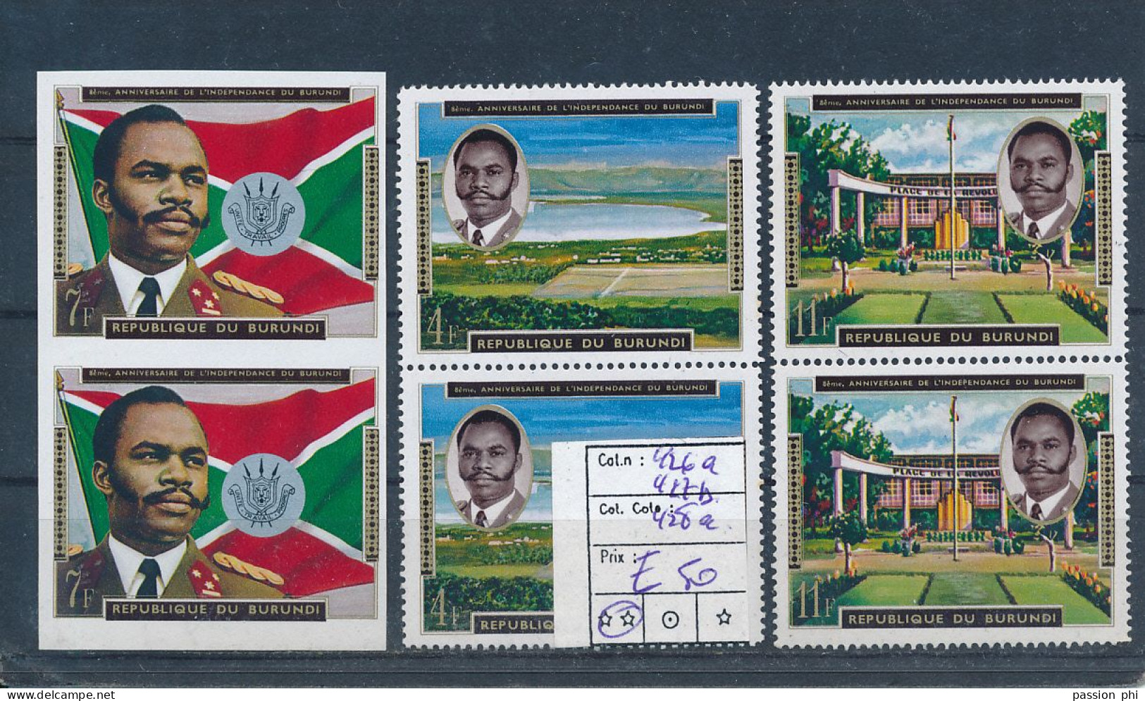 BURUNDI COB 426a/427b/428a X2 MNH - Unused Stamps