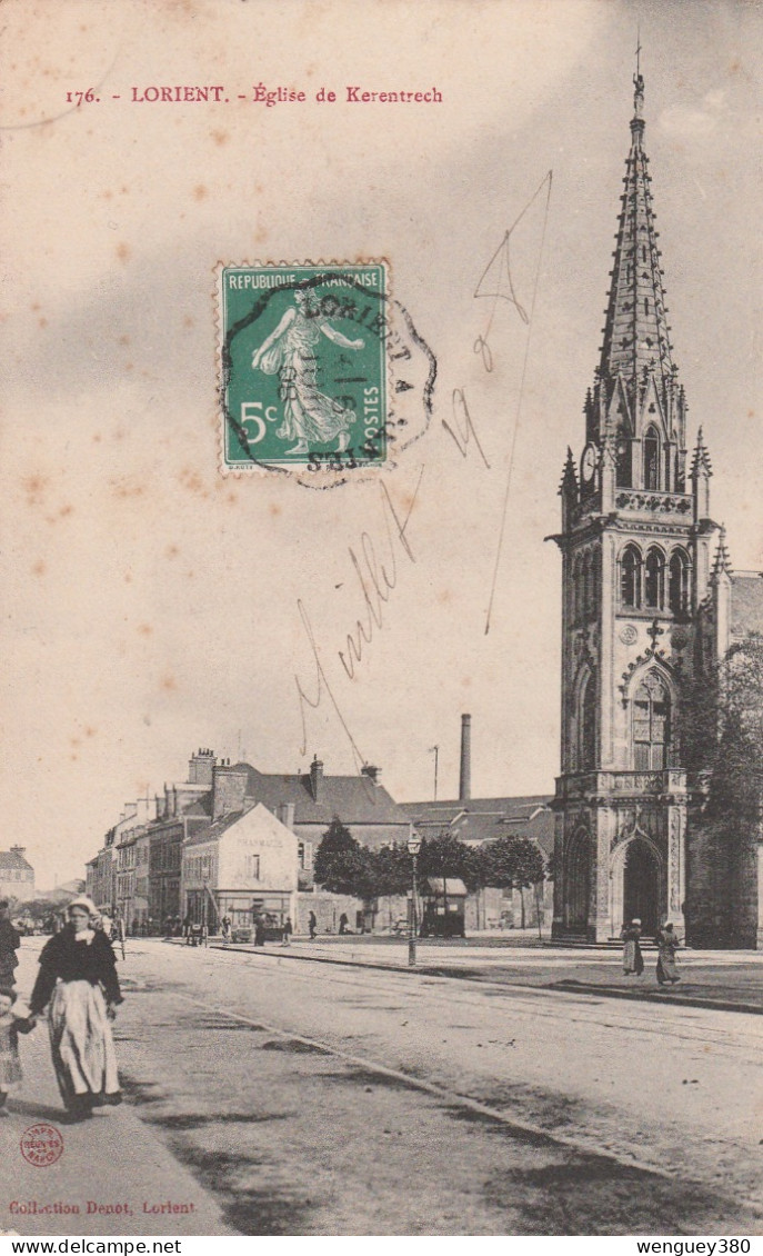 56 LORIENT   Eglise De Kerentrech.  TB PLAN  1908.       Edit. Denot     RARE - Lorient