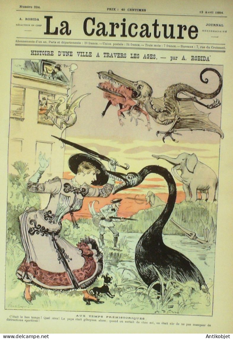 La Caricature 1884 N°224 Une Ville à Travers Les âges Robida Spolski Draner Trock - Tijdschriften - Voor 1900