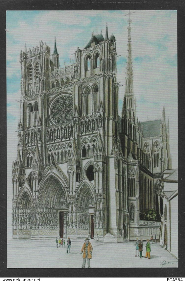 123 - AMIENS Cathédrale  D' Après Un Dessin Au Crayon De Adrien Defert. - Amiens