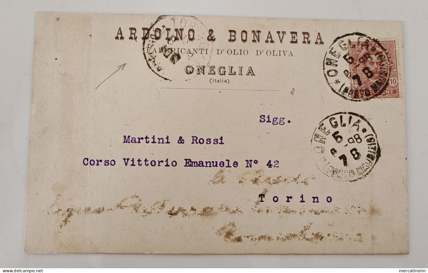 Ardoino E Bonavera Fabbricanti Olio Oliva Imperia Oneglia 1898 - Imperia