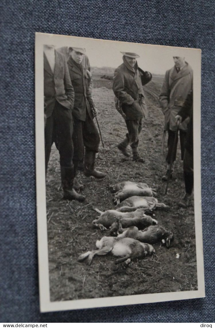 Ancienne Photo,Chasseurs,Chasse Aux Lièvres, 10 Cm. / 7,5 Cm. - Sports