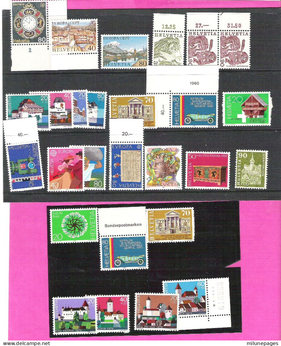 Suisse Schweiz Lot 27 Timbres Neufs Mint ** Années 80 Dont Pro-Patria, Bord De Feuille, Bonne Côte - Unused Stamps