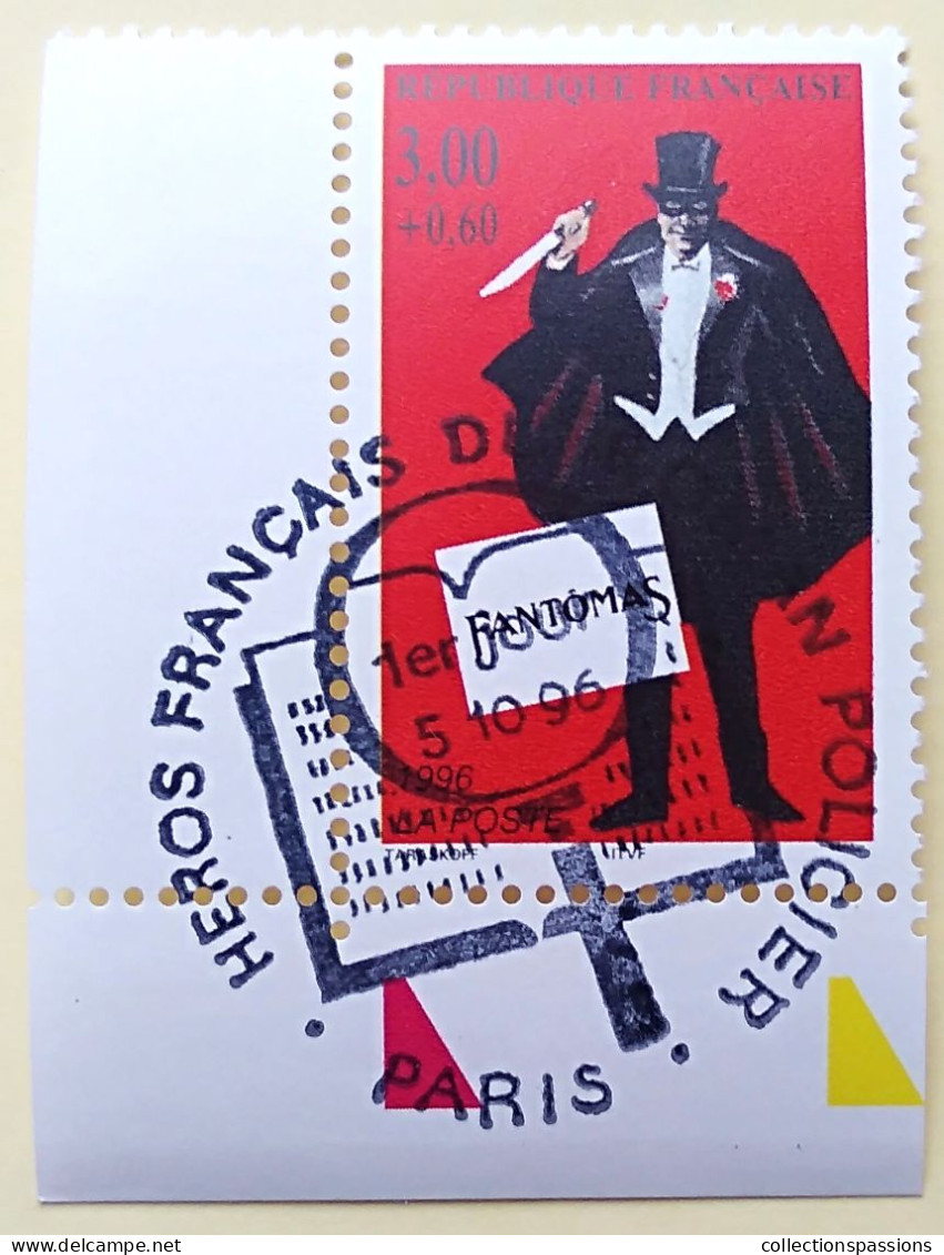 - N° 3028. Timbre En Coin De Feuille. Héros Français Du Roman Policier. Fantômas. Oblitéré Premier Jour - - Used Stamps