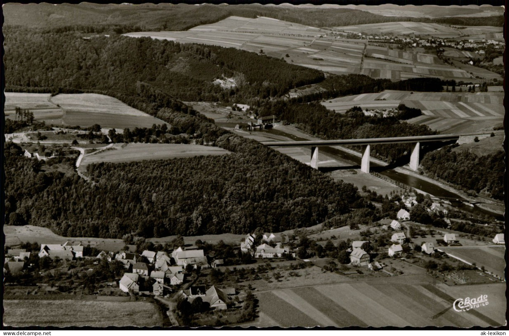Ansichtskarte Laubach (Hessen) Luftbild Mit Autobahnbrücke 1962 - Laubach
