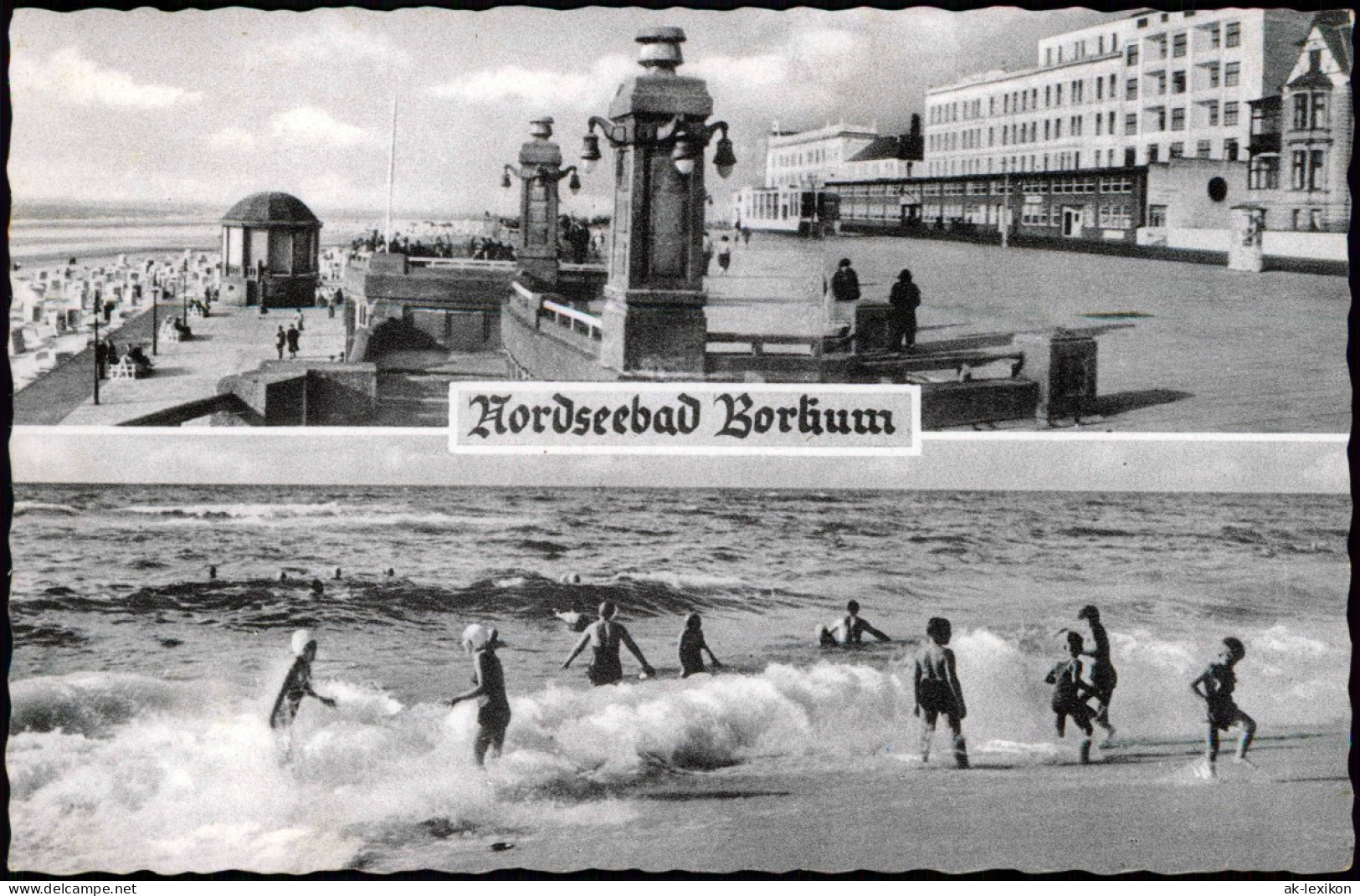 Ansichtskarte Borkum 2 Bild: Strand Und Promenade 1958 - Borkum