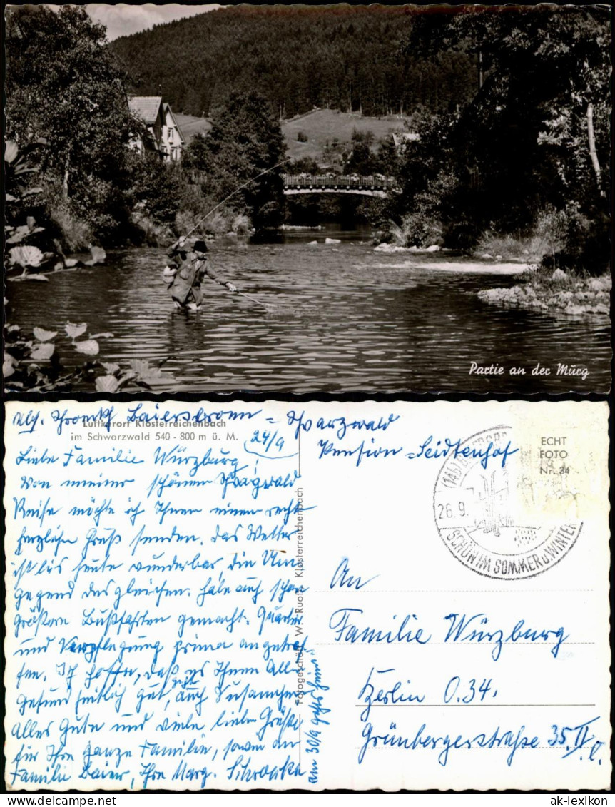 Klosterreichenbach-Baiersbronn Flußpartie An Der Stadt - Angler 1958 - Baiersbronn