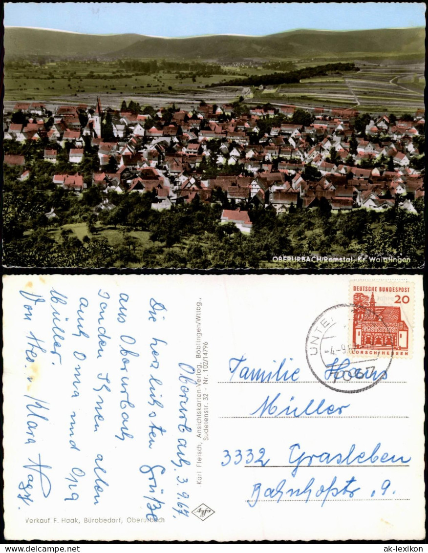 Urbach Remstal Panorama-Ansicht OBERURBACH Remstal Kr. Waiblingen 1967 - Andere & Zonder Classificatie