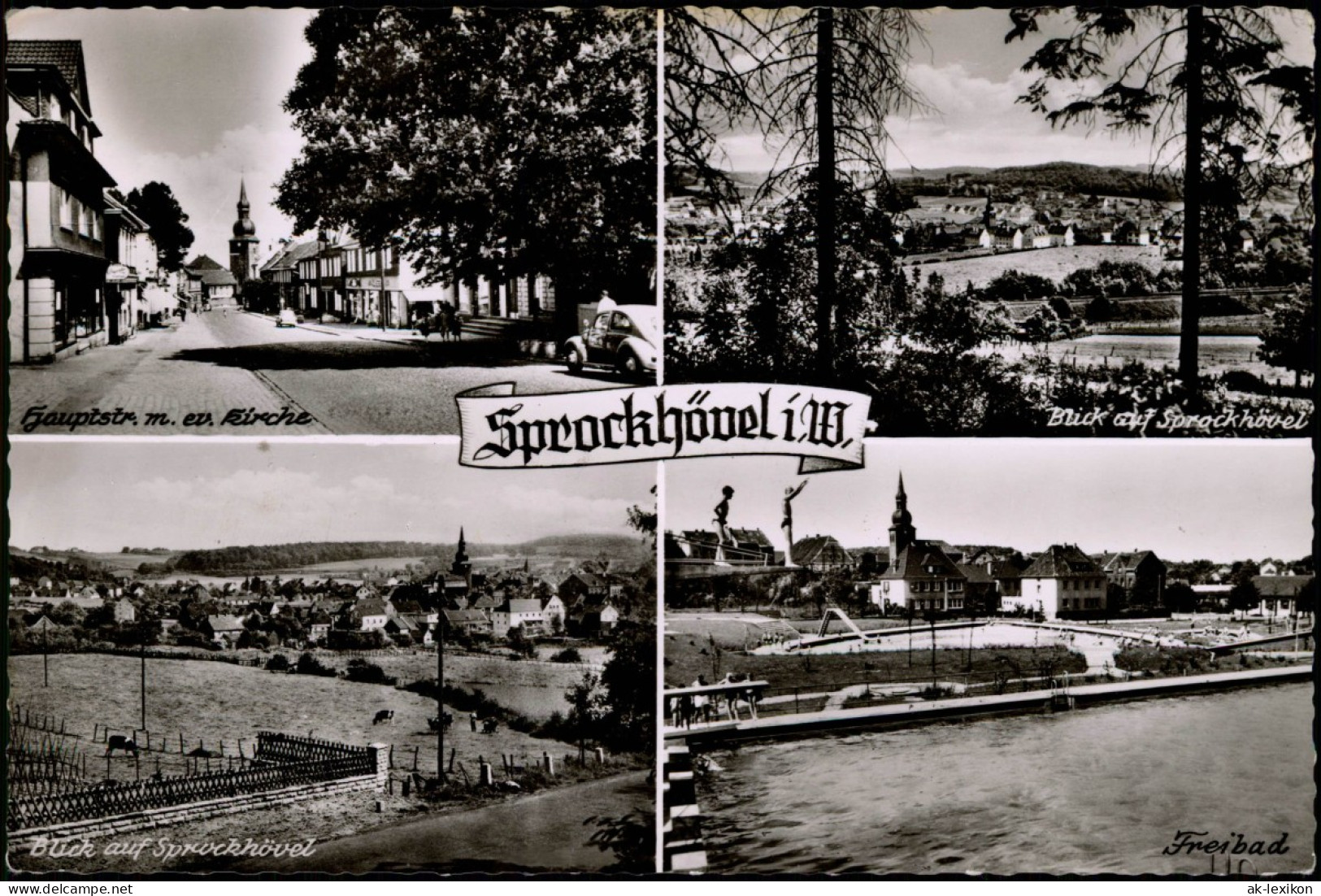 Ansichtskarte Sprockhövel 4 Bild: Hauptstraße, Freibad, Stadt 1962 - Sonstige & Ohne Zuordnung