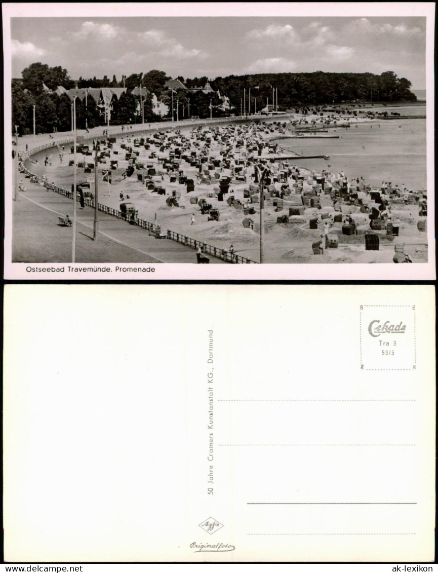 Ansichtskarte Travemünde-Lübeck Strand Und Promenade 1953 - Andere & Zonder Classificatie