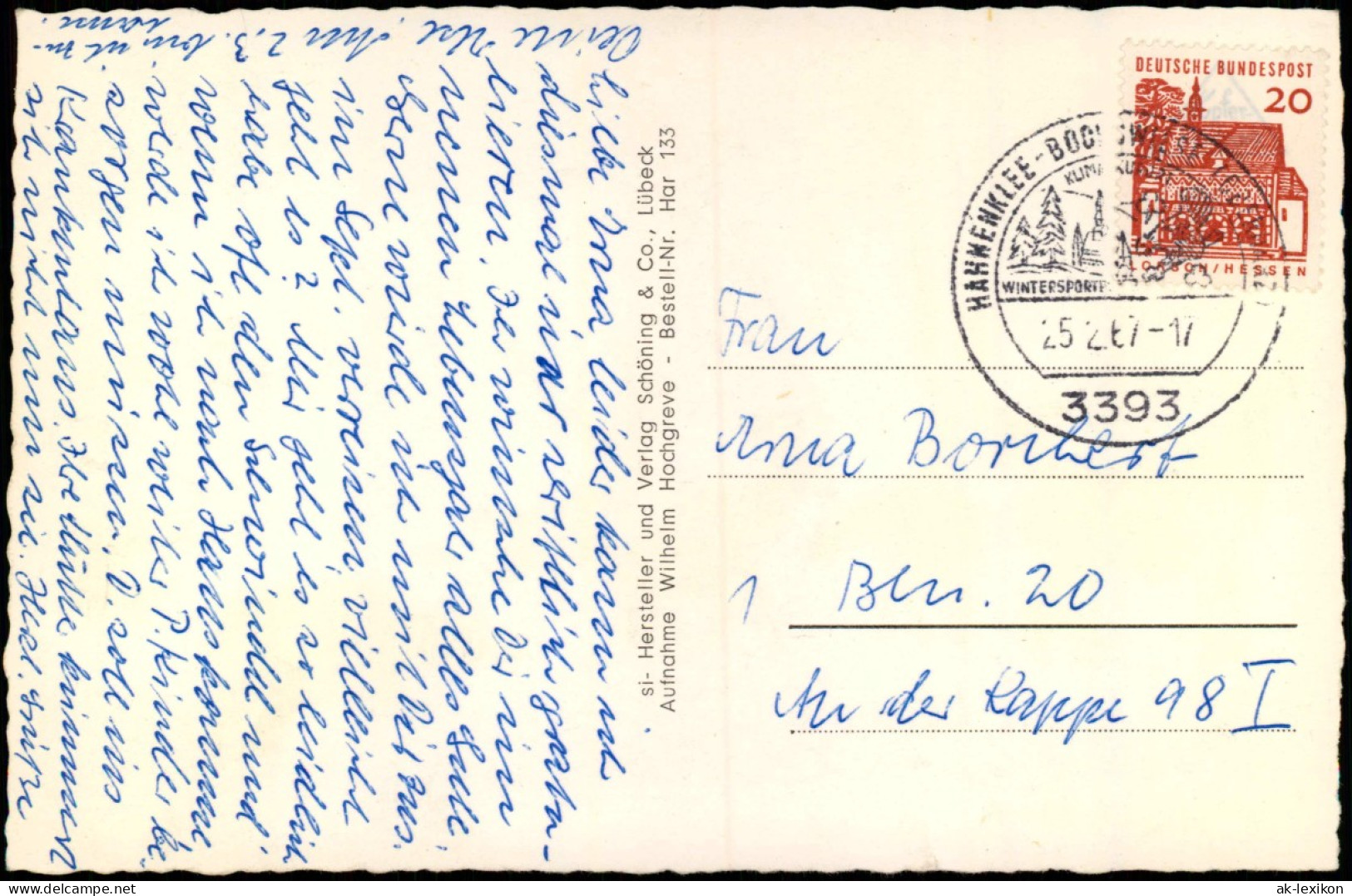 Ansichtskarte  Wildfütterung Im Harz, Winterkarte 1967  Gel. Stempel Hahnenklee - Unclassified