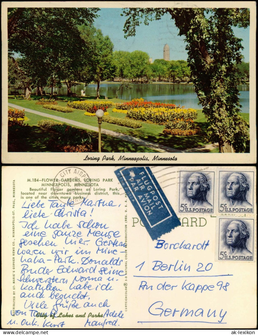 Postcard Minneapolis Loring Park 1968  Gel. Flugpost Air Mail - Otros & Sin Clasificación