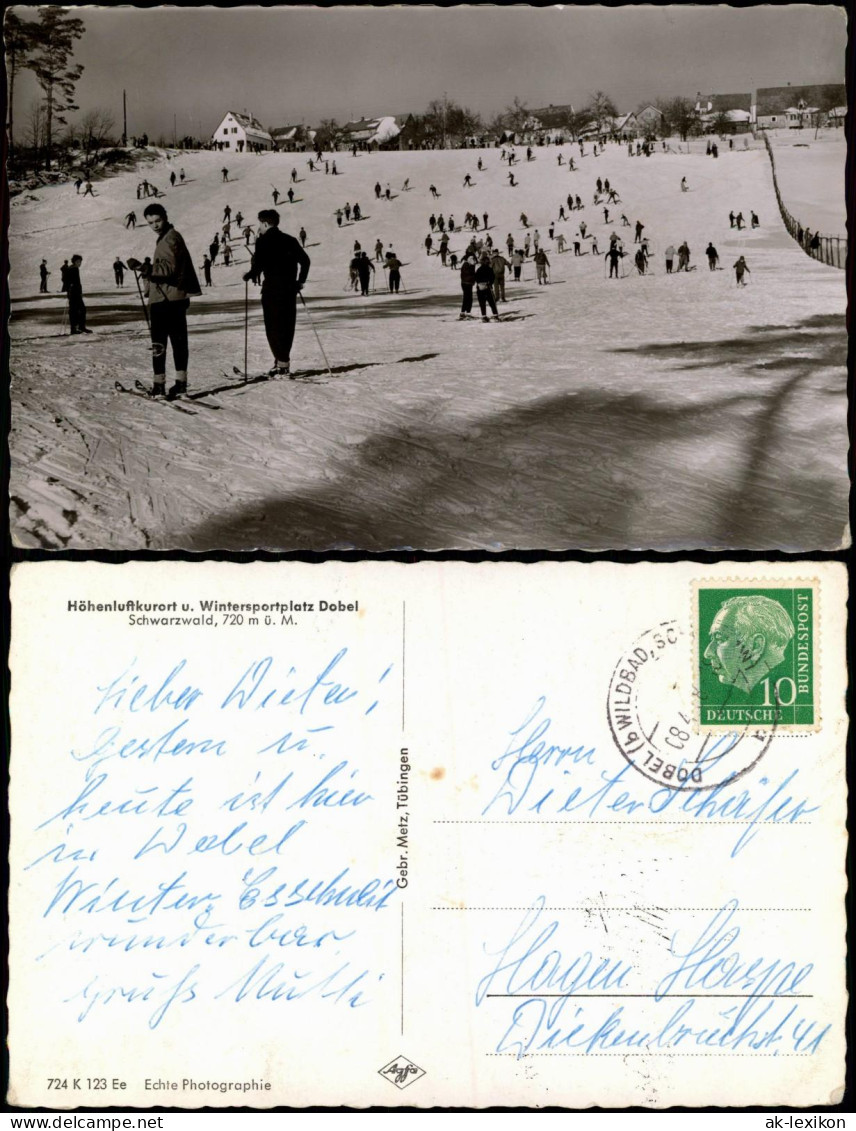 Dobel Umlandansicht Wintersportplatz Wintersport Ski-Fahrer 1958 - Autres & Non Classés