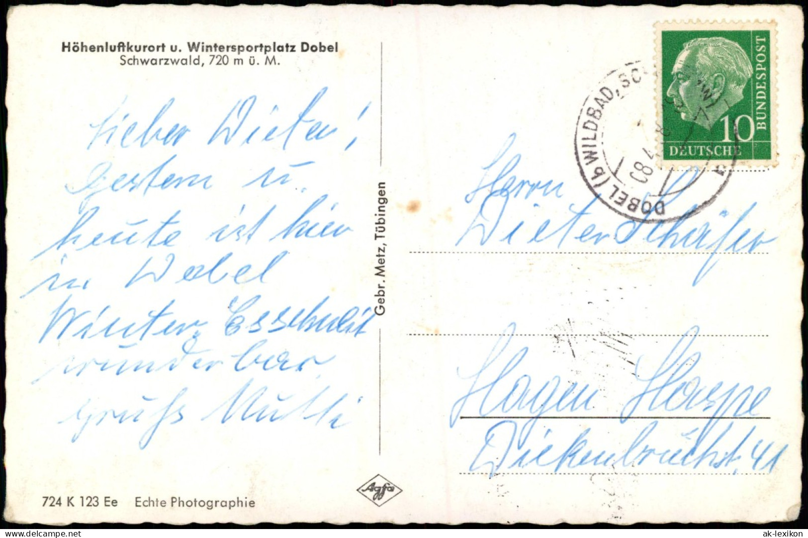 Dobel Umlandansicht Wintersportplatz Wintersport Ski-Fahrer 1958 - Other & Unclassified