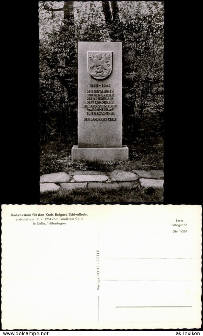 Ansichtskarte Celle Kriegerdenkmal Kr Belgard Schievelbein 1954 - Celle