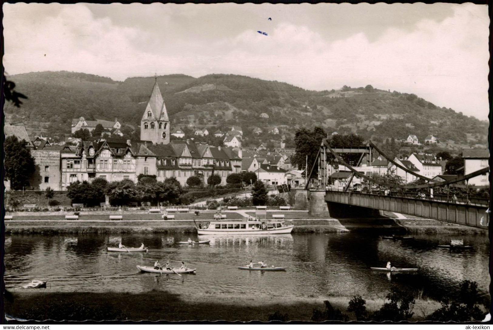 Ansichtskarte Nassau (Lahn) Stadt, Ruderer, Fahrgastschiff 1956 - Nassau