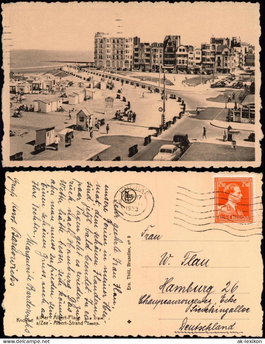 Postkaart Knokke-Heist Strand Beach Albert-Plage La Dique 1953 - Andere & Zonder Classificatie