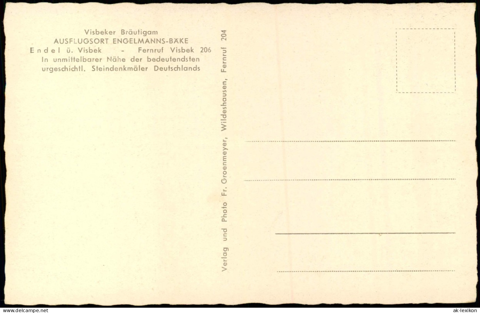 Endel (LK Vechta)-Visbek Engelmanns-Bäke Vechta-Land, Visbeker Bräutigam 1956 - Autres & Non Classés