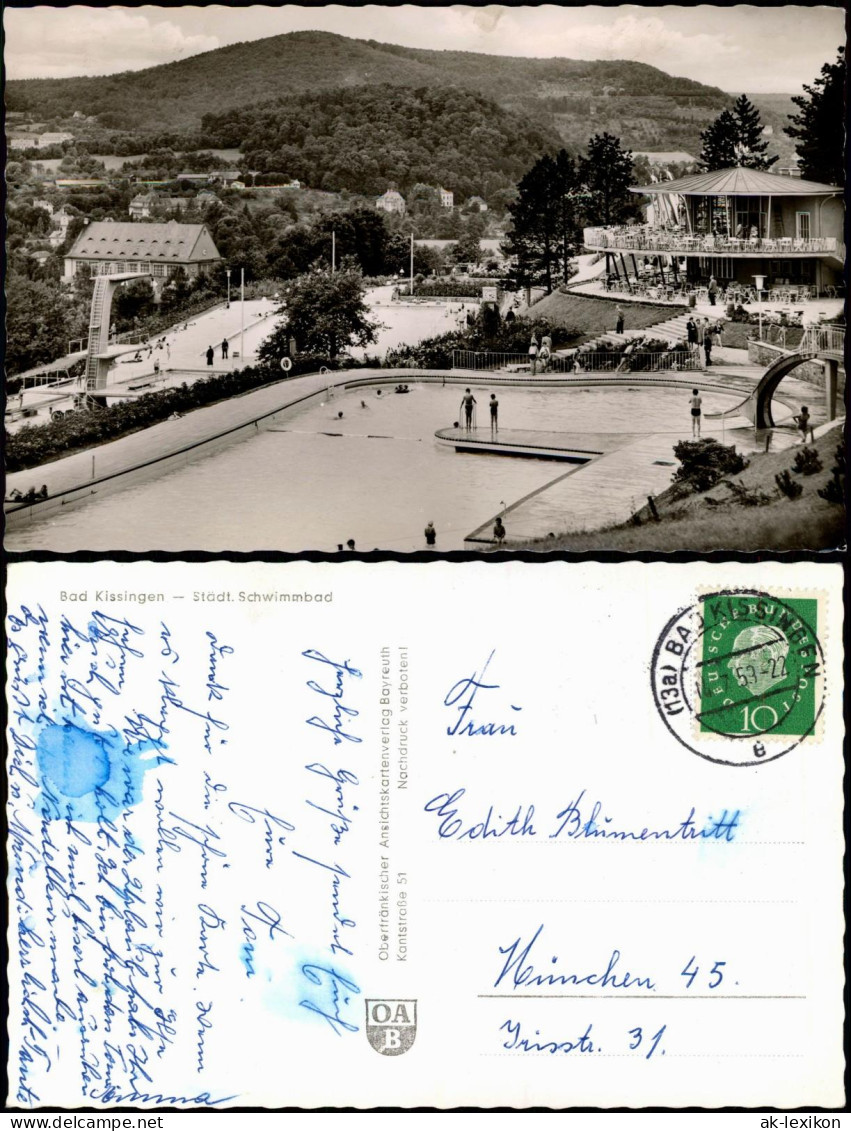 Ansichtskarte Bad Kissingen Freibad Städt. Schwimmbad 1959 - Bad Kissingen