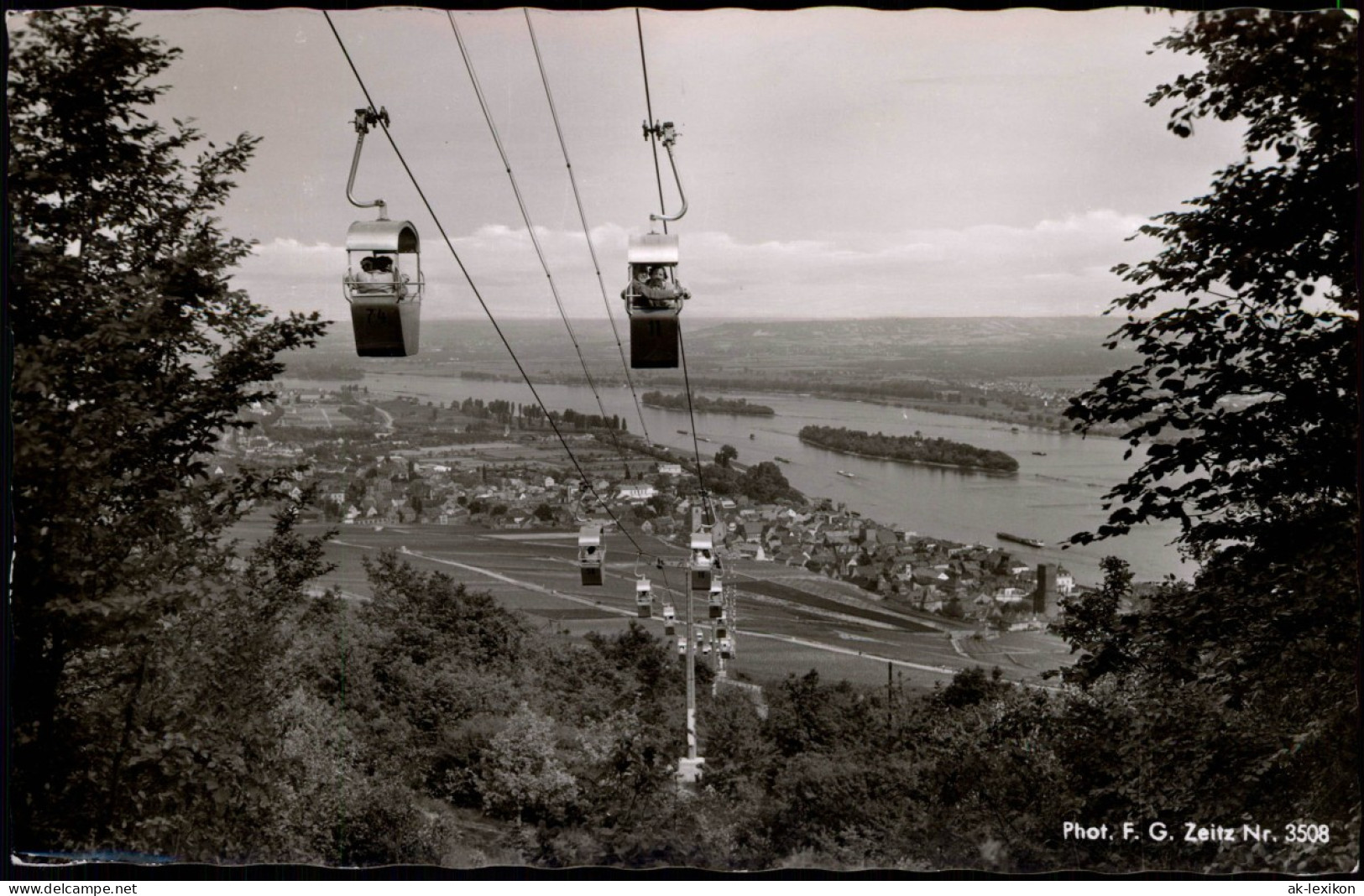 Ansichtskarte Rüdesheim (Rhein) Seilbahn Und Stadt 1960 - Rüdesheim A. Rh.