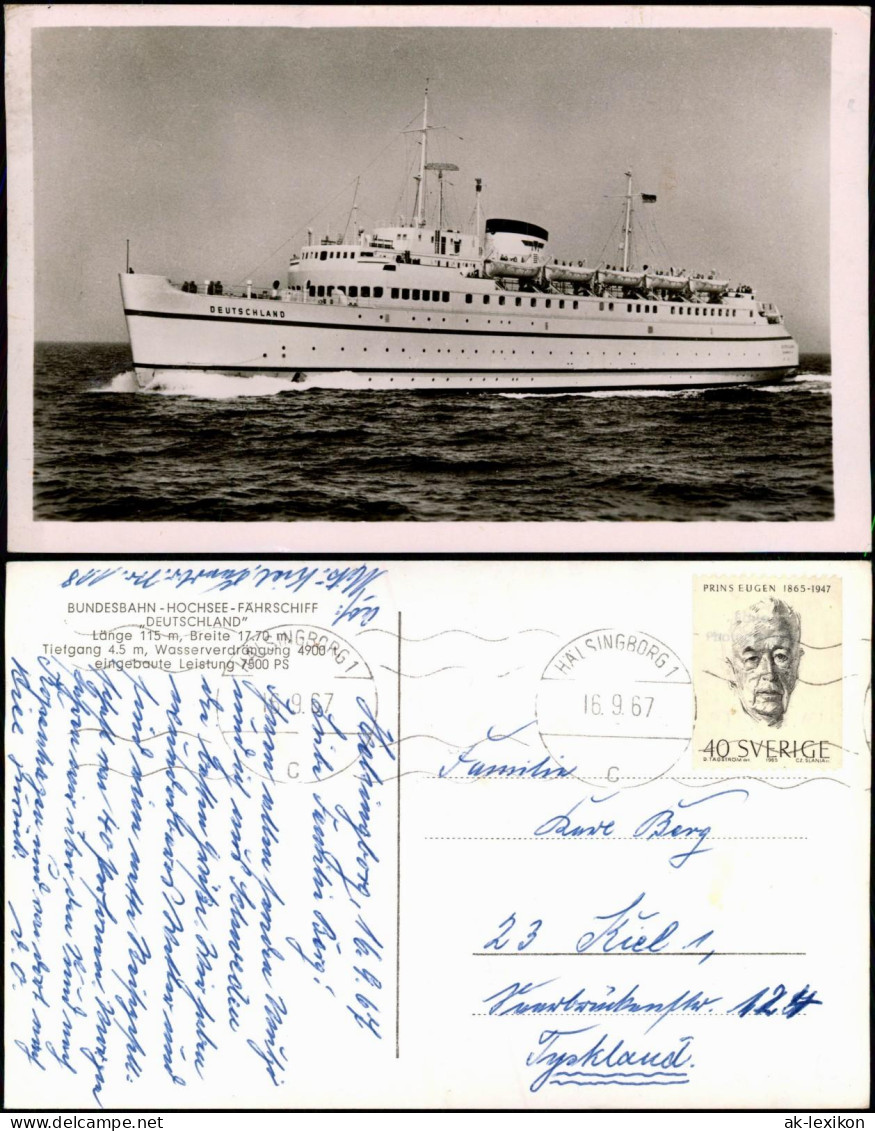 HOCHSEE-FÄHRSCHIFF DEUTSCHLAND Schiffe Dampfer Steamer 1967  Gel. Von Schweden - Paquebote