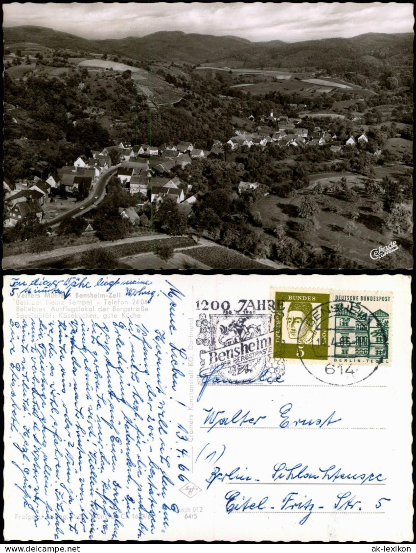 Ansichtskarte Bensheim Panorama-Ansicht Ortsteil Zell Mit Vetters Mühle 1966 - Bensheim