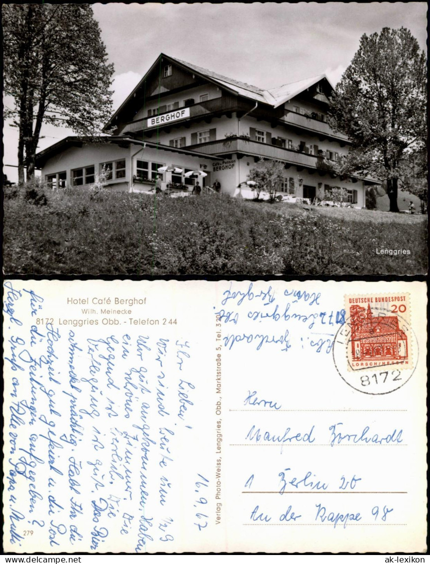 Ansichtskarte Lenggries Hotel Café Berghof Inh. Wilh. Meinecke 1967 - Lenggries