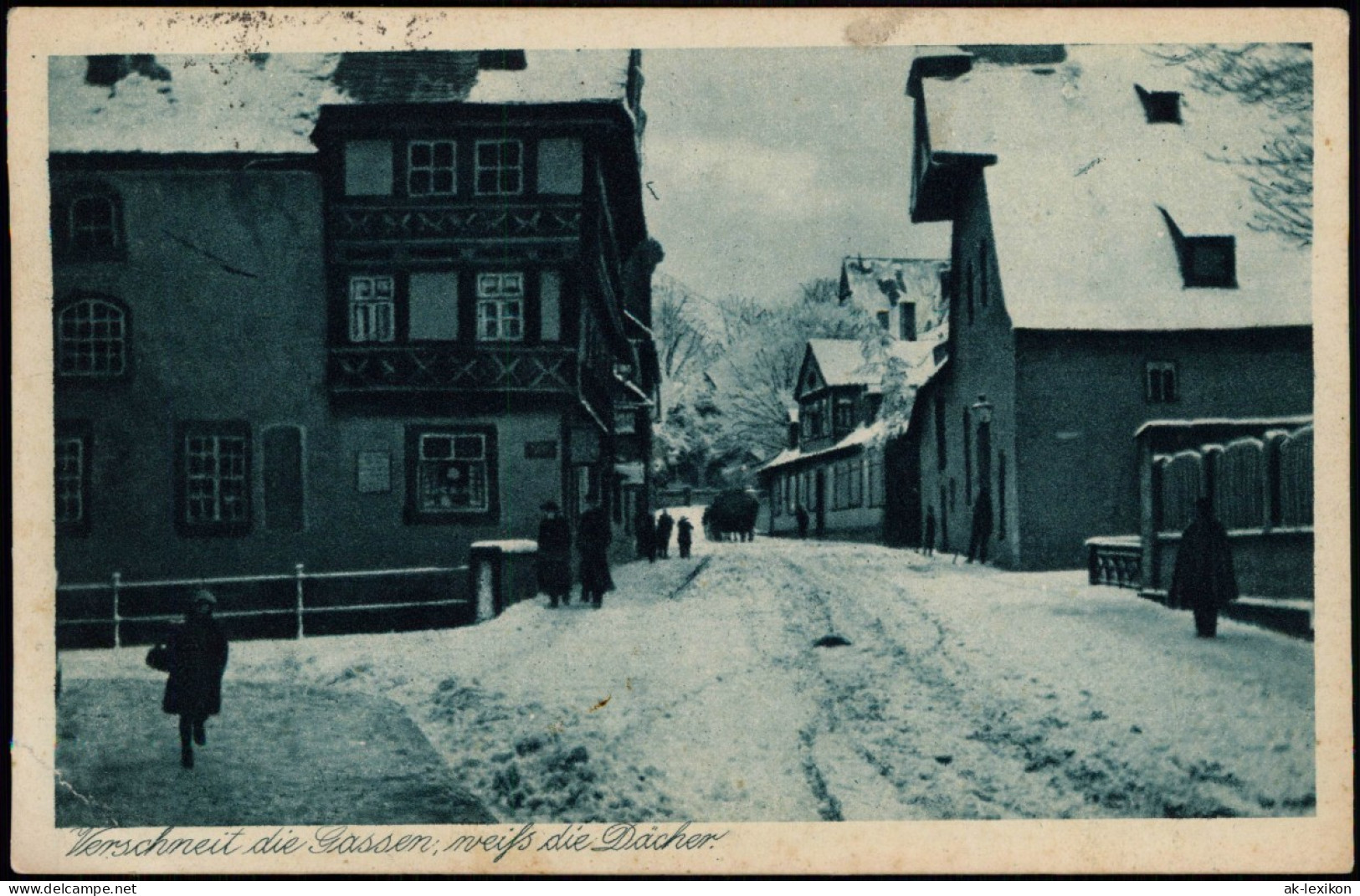 Ansichtskarte Goslar Verschneite Straße 1951/1928  Gel. 10 Pfg. Posthorn - Goslar