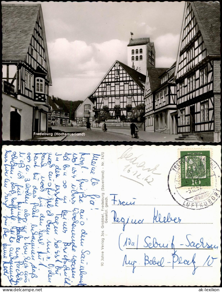 Fredeburg (Hochsauerland) Ortsansicht Mit Straße Und Fachwerk-Häusern 1962 - Sonstige & Ohne Zuordnung