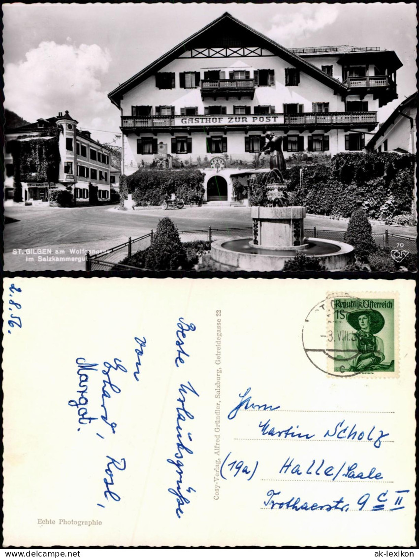 Ansichtskarte Sankt Gilgen St. Gilgen Ortspartie Am Gasthof Zur Post 1955 - Sonstige & Ohne Zuordnung