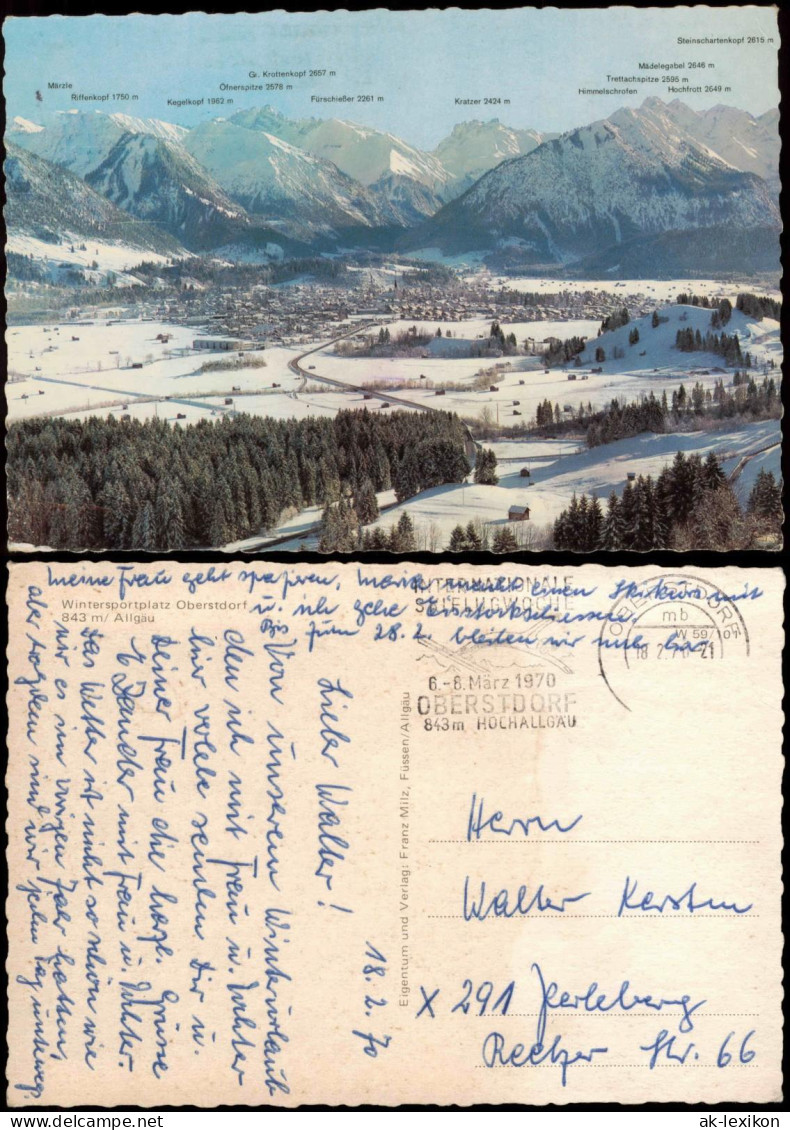 Ansichtskarte Oberstdorf (Allgäu) Panorama-Ansicht, Allgäuer Berge 1970 - Oberstdorf