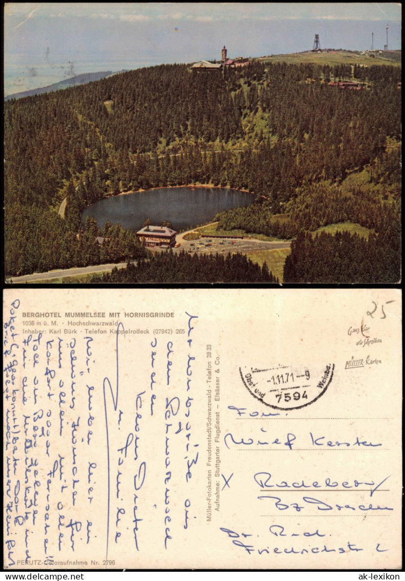 Ansichtskarte Achern BERGHOTEL MUMMELSEE MIT HORNISGRINDE 1971 - Achern