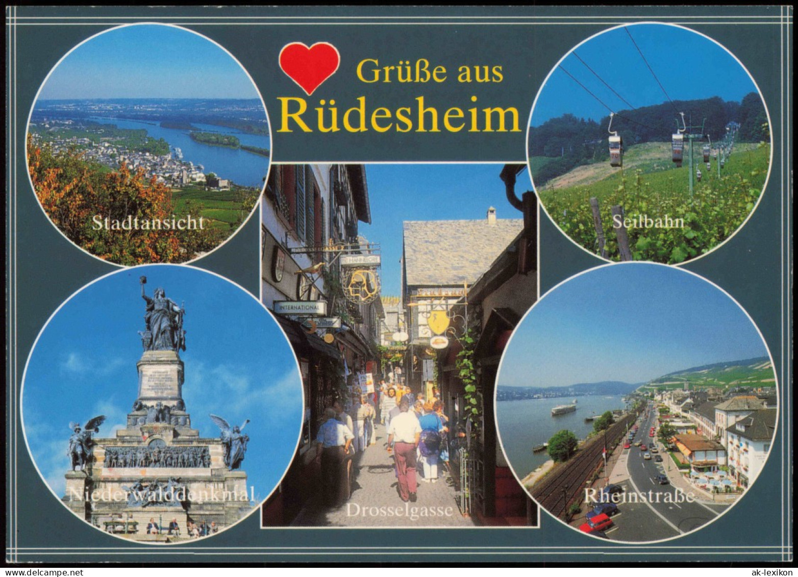 Rüdesheim (Rhein) Mehrbildkarte Mit Stadtteilansichten Rheinstraße 1990 - Rüdesheim A. Rh.