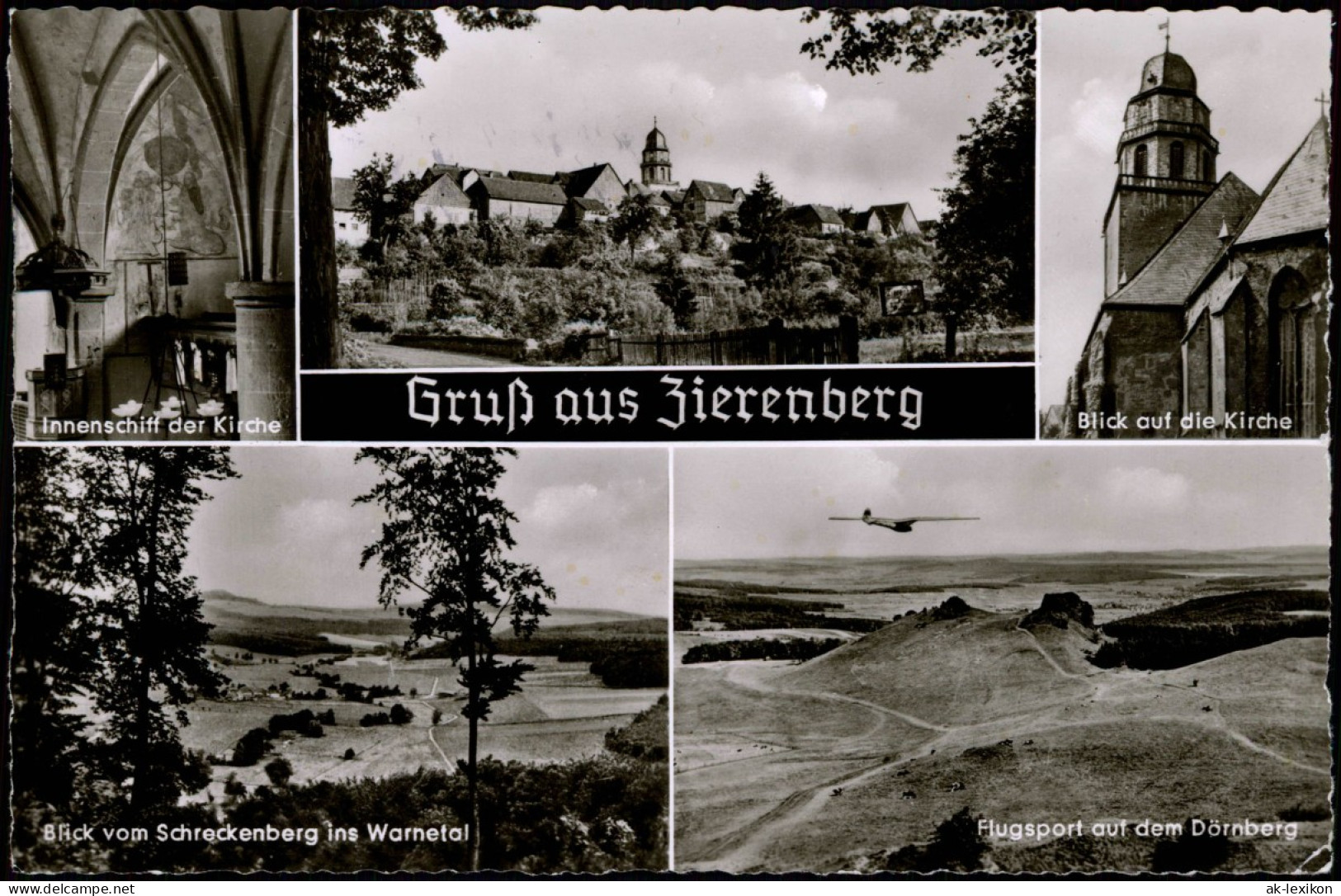 Ansichtskarte Zierenberg Stadt, Kirche, Segelflieger Dörnberg 1962 - Sonstige & Ohne Zuordnung