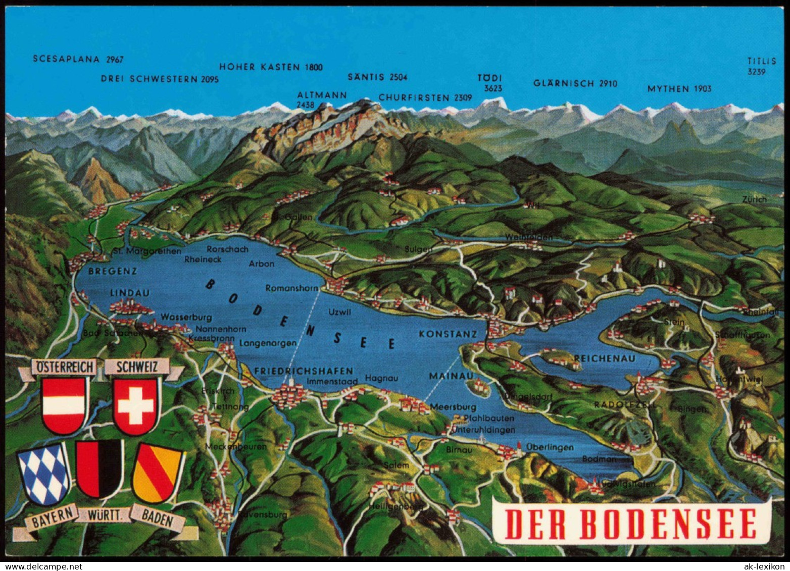 Ansichtskarte  Landkarten-Ansichtskarte: Bodensee 1995 - Cartes Géographiques