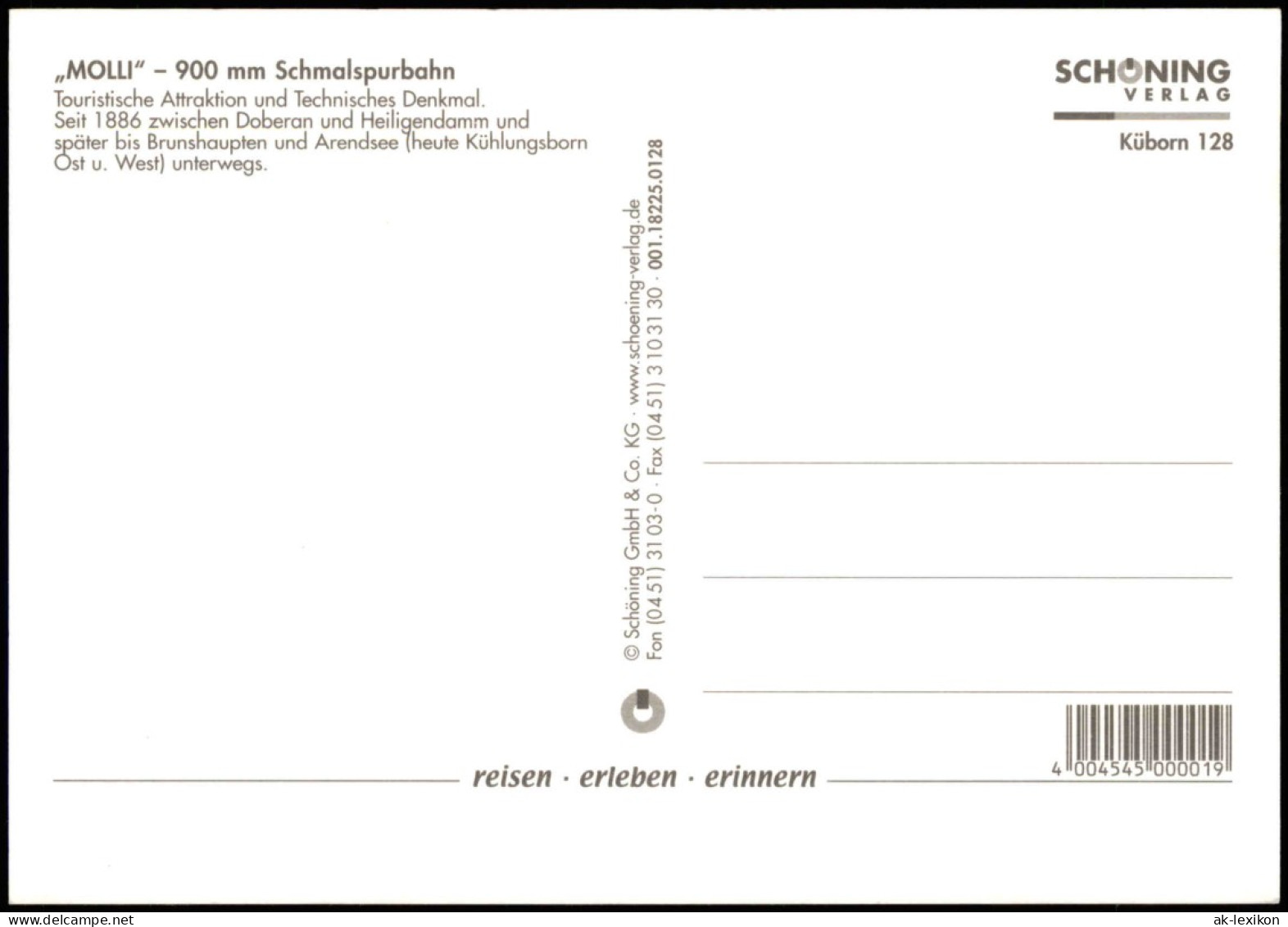 .Mecklenburg-Vorpommern Die Bäderbahn Molli (Mehrbildkarte, Eisenbahn) 2000 - Andere & Zonder Classificatie