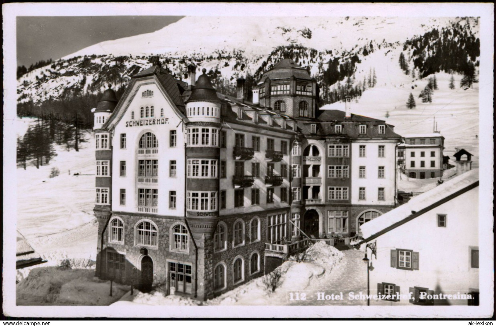 Ansichtskarte Pontresina Hotel Schweizerhof Im Winter - Fotokarte 1955 - Otros & Sin Clasificación