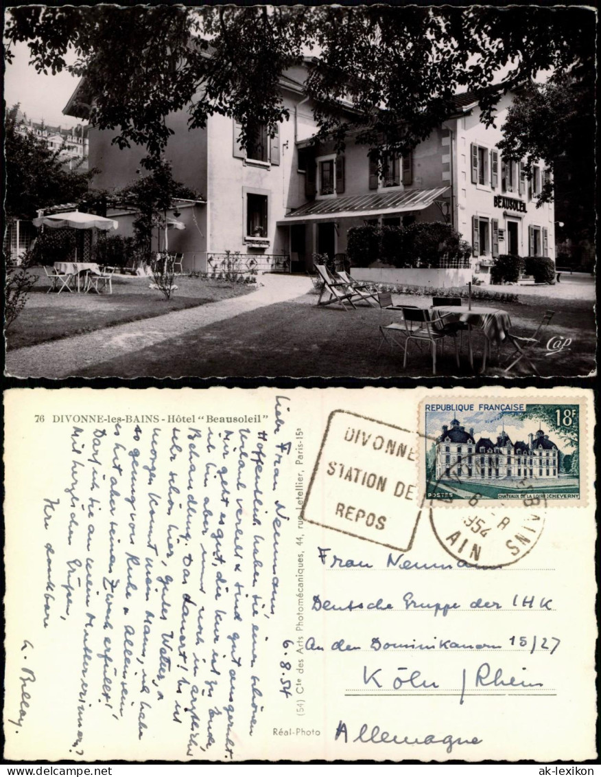 CPA Divonne-les-Bains Hôtel "Beausoleil" 1954  Stempel Divonne Station De Repos - Non Classés