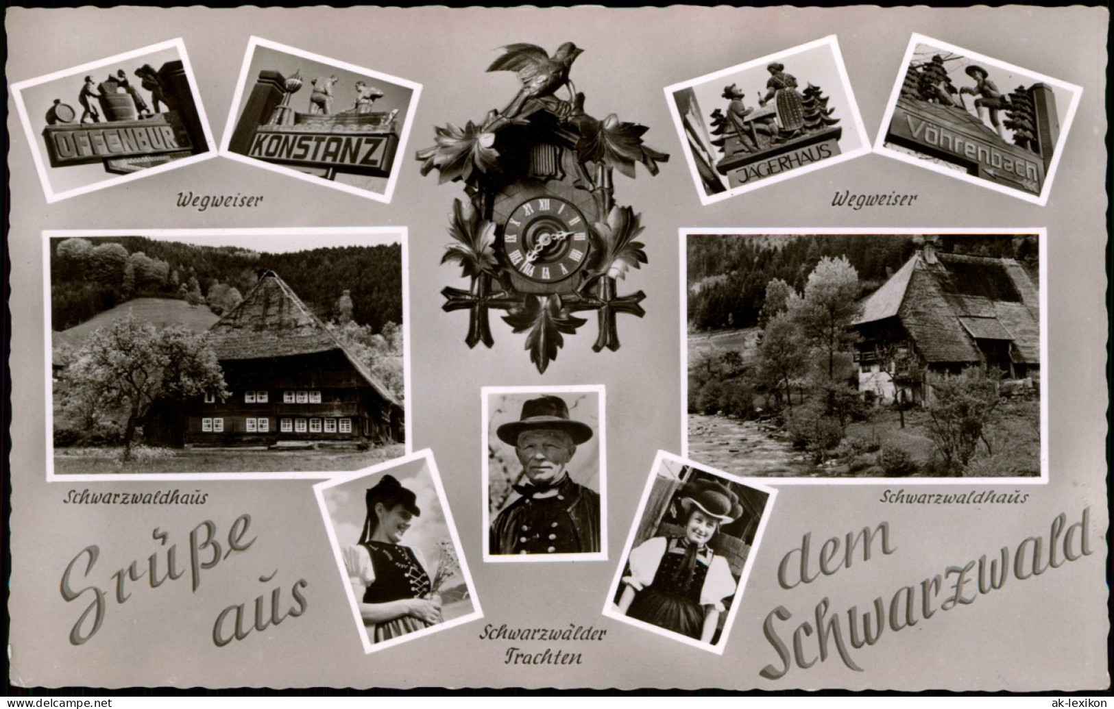 Ansichtskarte .Baden-Württemberg Schwarzwald Typen - Haus Wegweiser MB 1961 - Autres & Non Classés