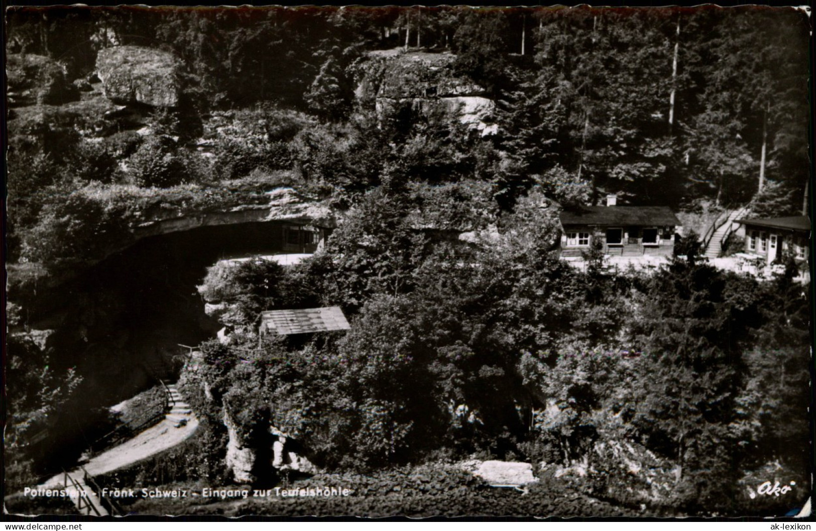 Pottenstein Teufelshöhle (Fränkische Schweiz) Eingang - Fotokarte 1958 - Pottenstein