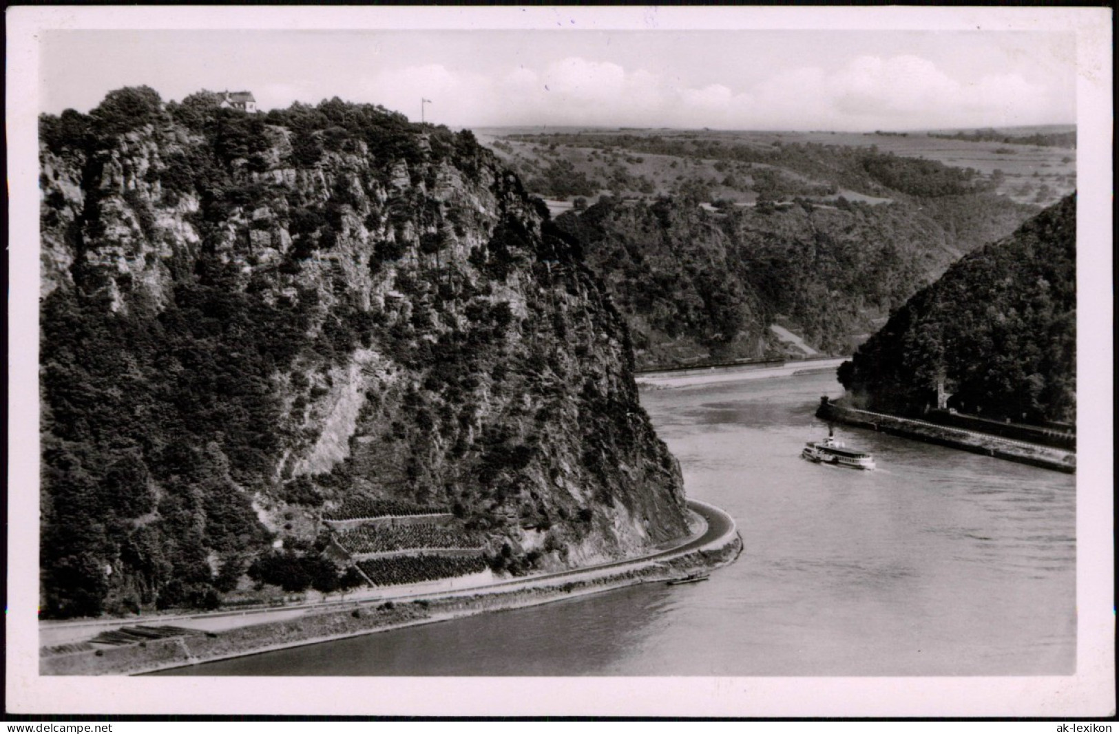 St. Goarshausen Loreleyfelsen Rhein 1955  Borstempel Dampfer Rheingold - Loreley