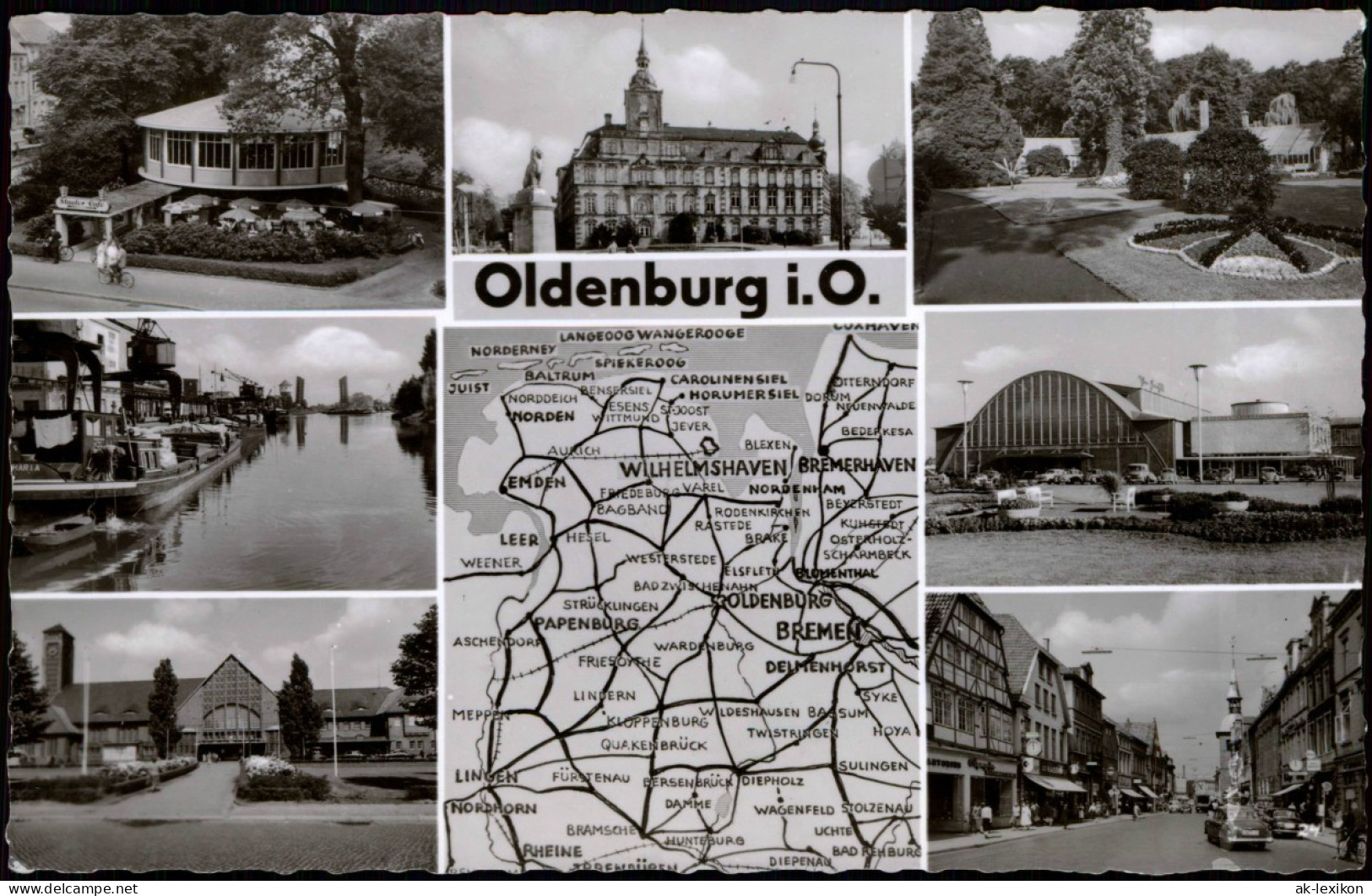 Ansichtskarte Oldenburg Landkarte: Bahnhof, Straße, Halle 1967 - Oldenburg