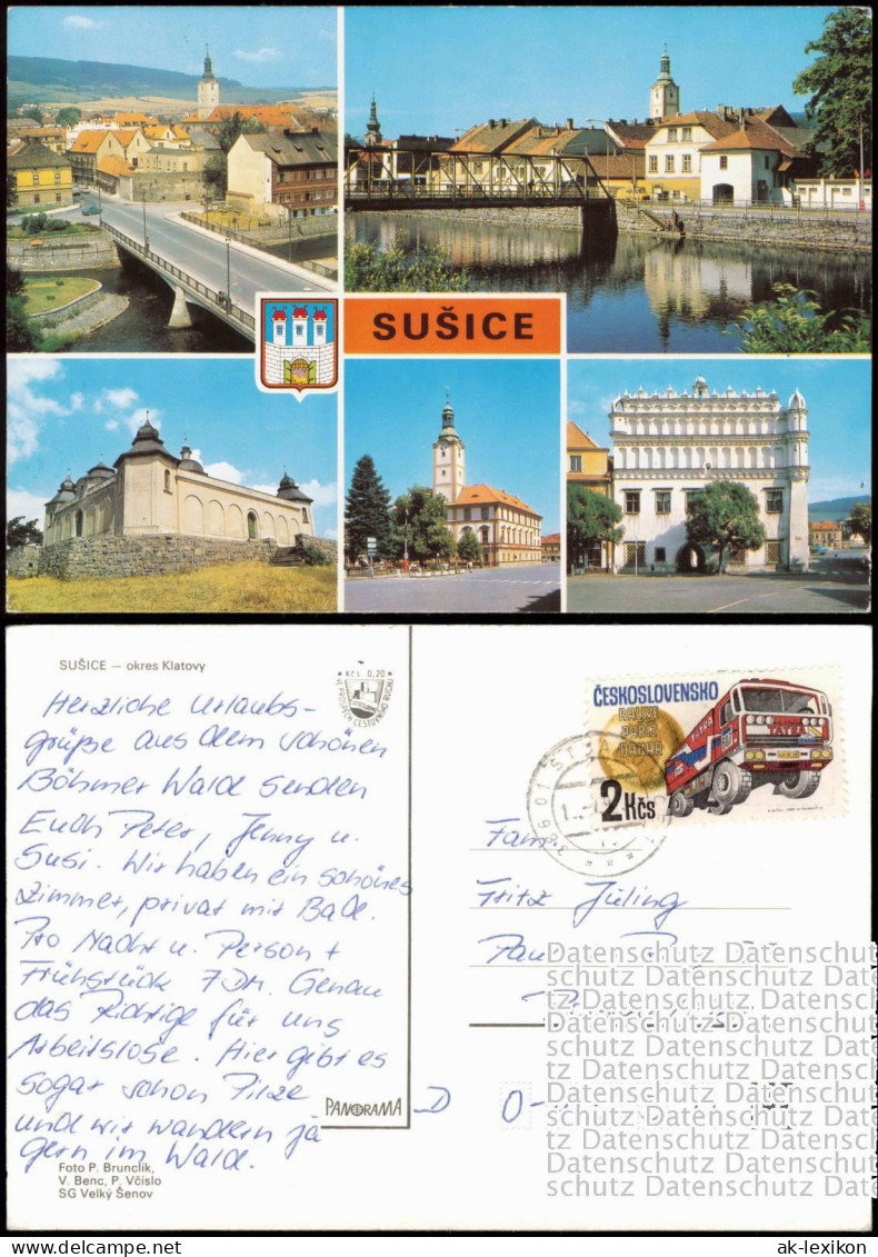 Postcard Susice SUŠICE Okres Klatovy, Ortsansichten Mehrbildkarte 1990 - Tschechische Republik