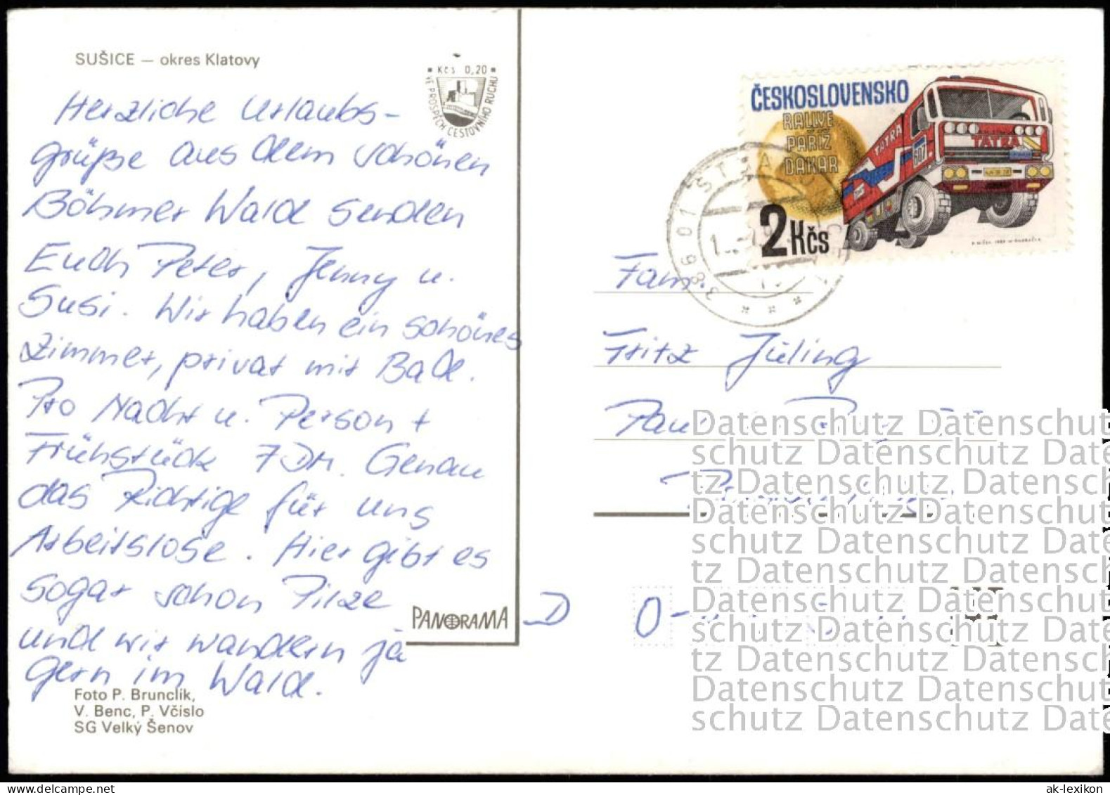 Postcard Susice SUŠICE Okres Klatovy, Ortsansichten Mehrbildkarte 1990 - Tschechische Republik