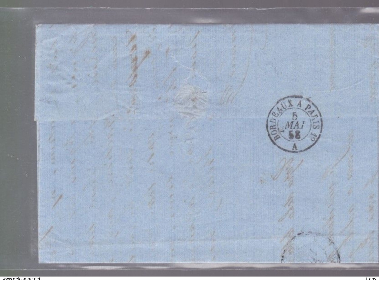 Un  Timbre  Napoléon III   N°  14     20 C Bleu   Sur Lettre  Départ Surgères  1858      Destination  Paris - 1849-1876: Periodo Clásico