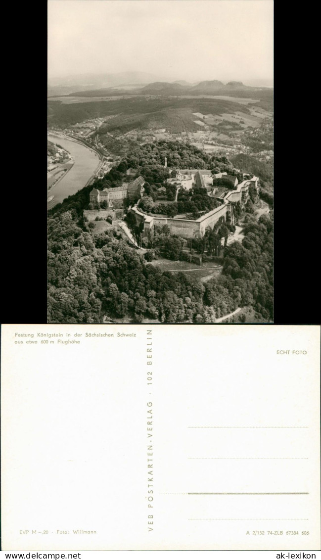 Königstein (Sächsische Schweiz) Festung Königstein DDR Luftbild-Aufnahme 1974 - Königstein (Sächs. Schw.)