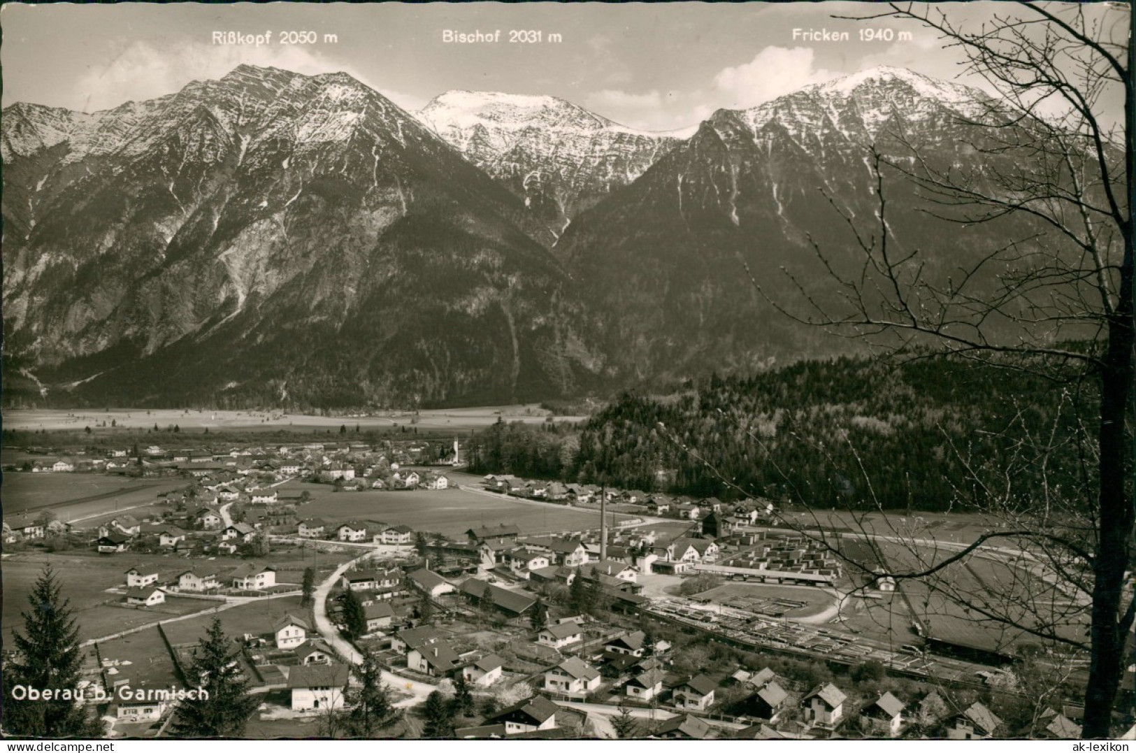 Oberau (Oberbayern) Panorama-Ansicht Ort Und Berg Landschaft Alpen 1965 - Otros & Sin Clasificación