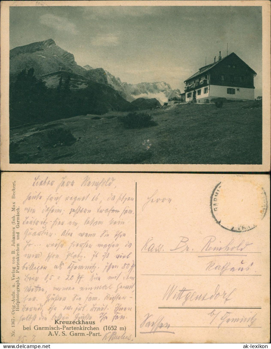 Ansichtskarte Garmisch-Partenkirchen Kreuzeck (Wettersteingebirge) 1922 - Garmisch-Partenkirchen